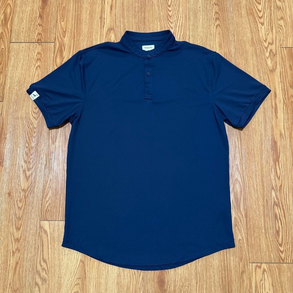 Mantra Men's Henley Shirt Medium Short Sleeve Performance Golf Navy Blue